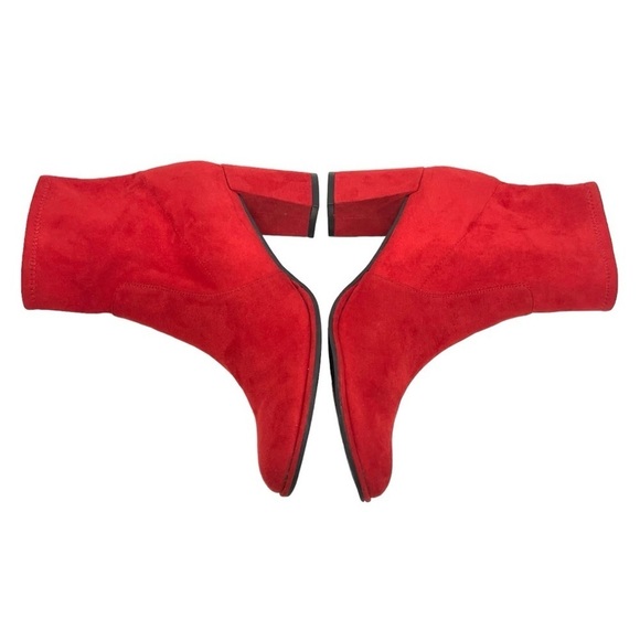 Marc Fisher Lizzy Red Microsuede Block Heel Casual Ankle Booties Women’s 8.5 - Picture 10 of 14